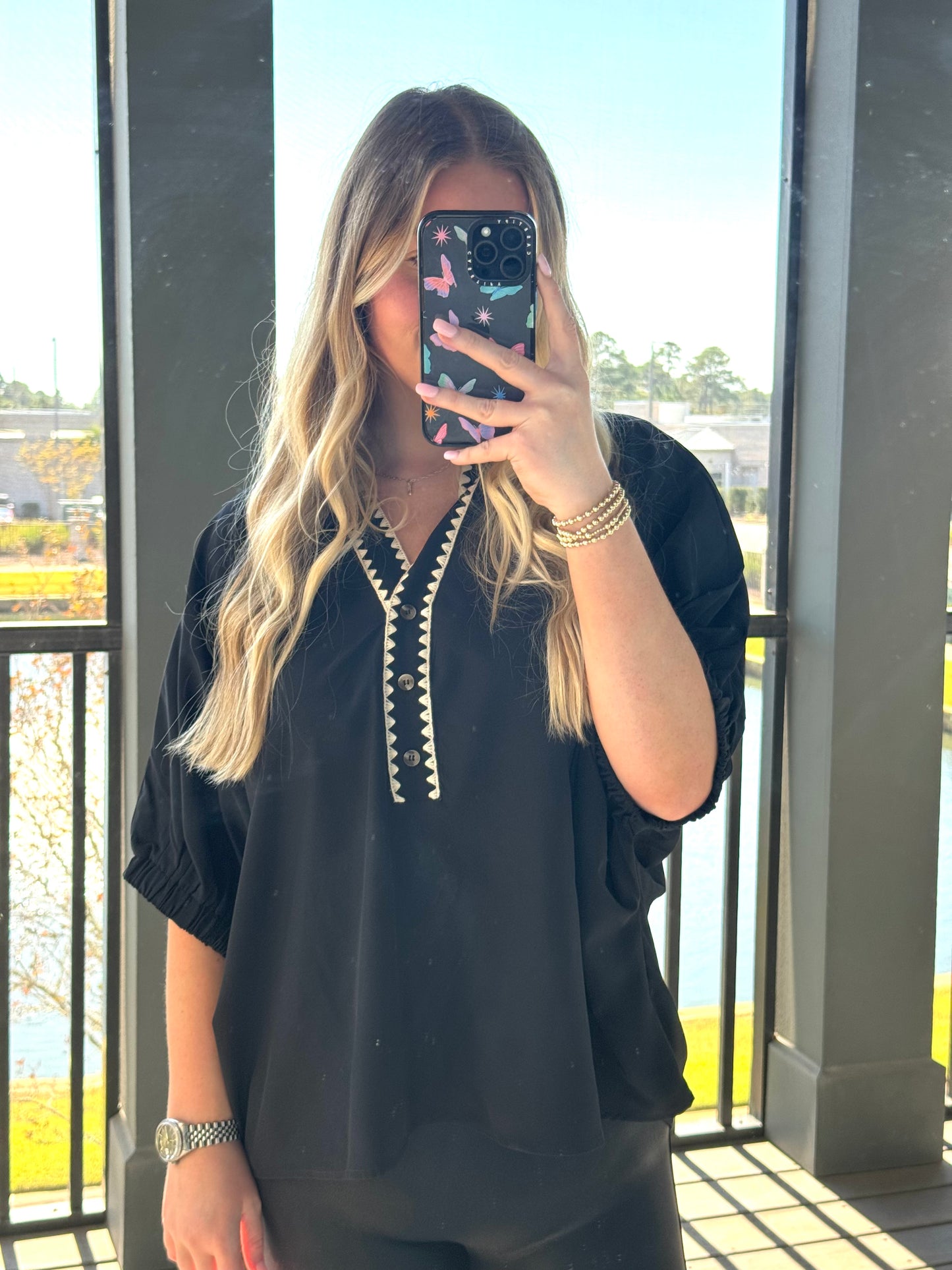 Black Half Sleeve Top
