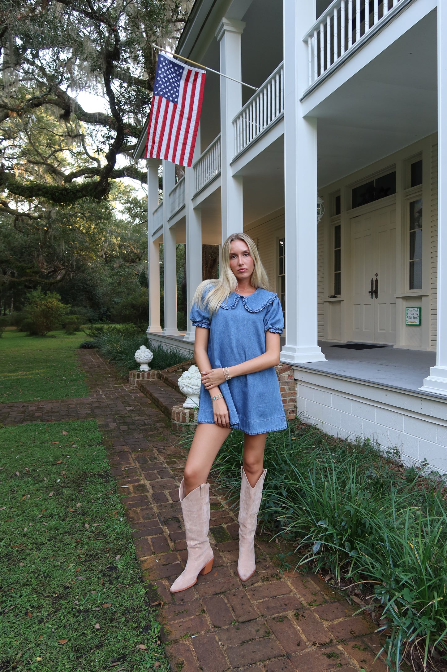 dolly denim dot mini dress Dolly Denim Dot Mini Dress