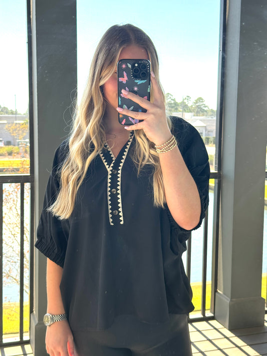 Black Half Sleeve Top