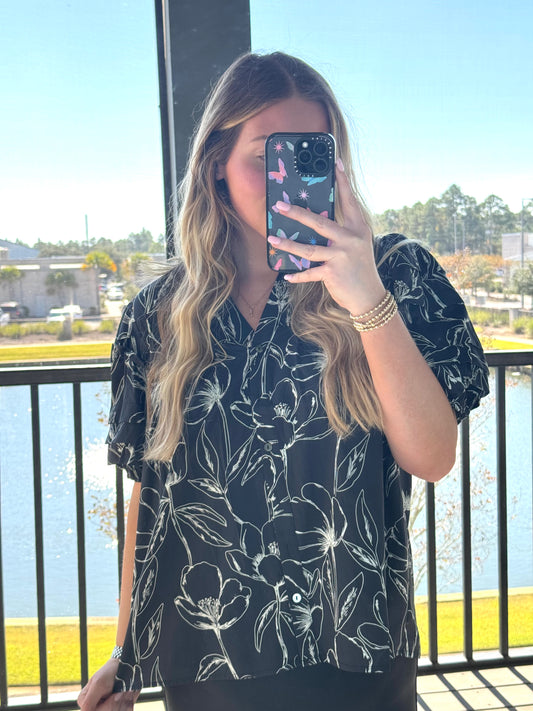 Black Floral Blouse