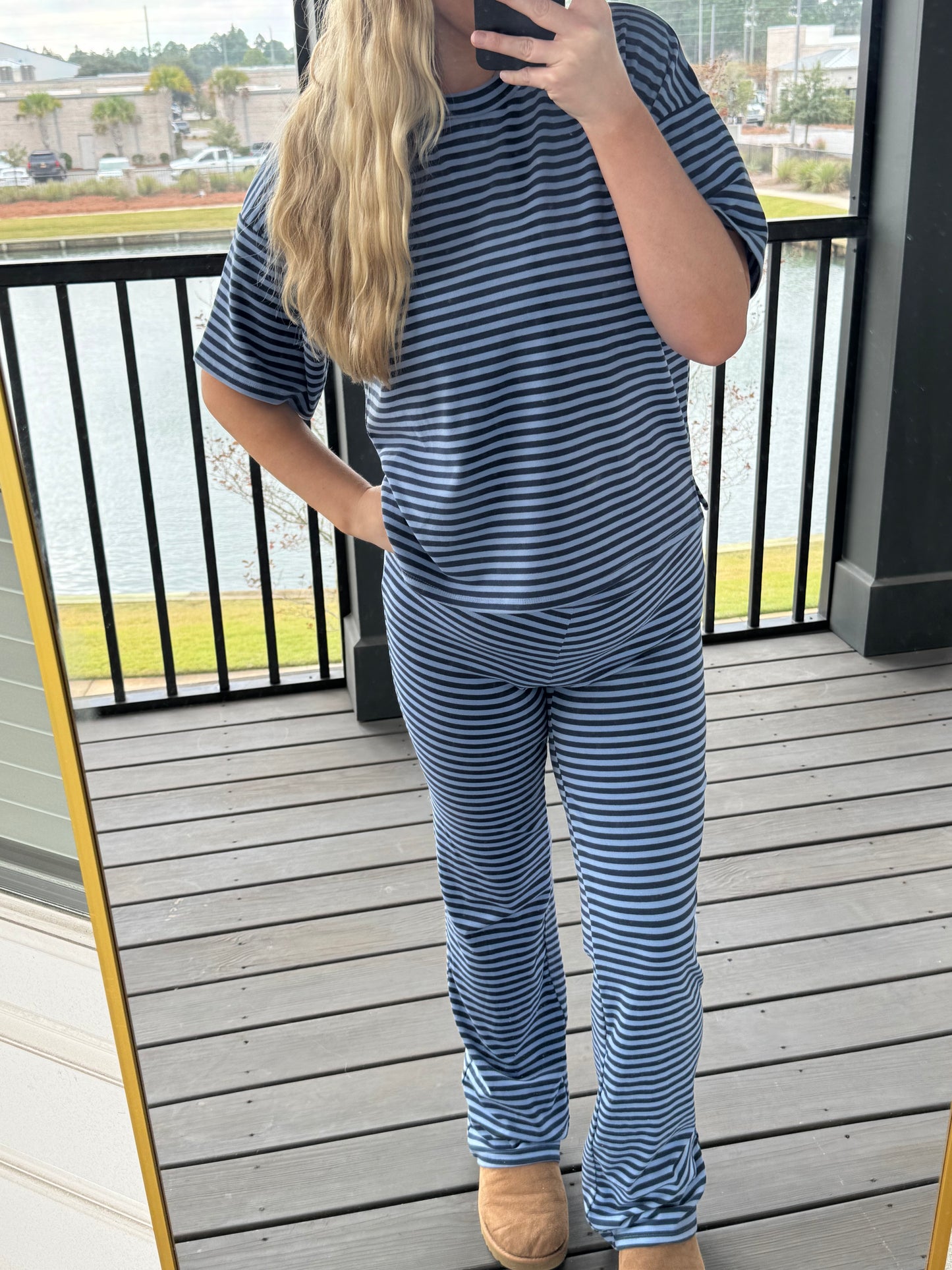Navy Striped Cozy Set