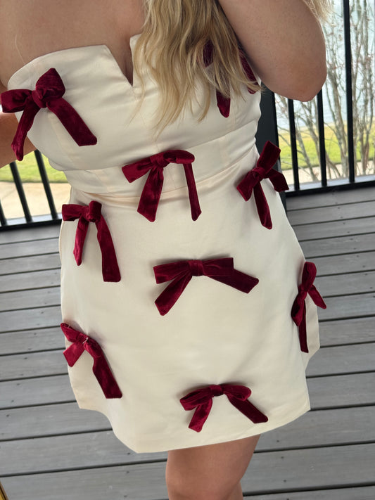 Wine Bow Mini Dress
